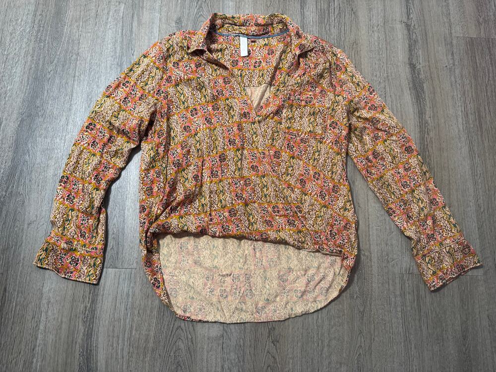 Pilcro by Anthropologie Floral Printed Faux Wrap Silhouette Blouse